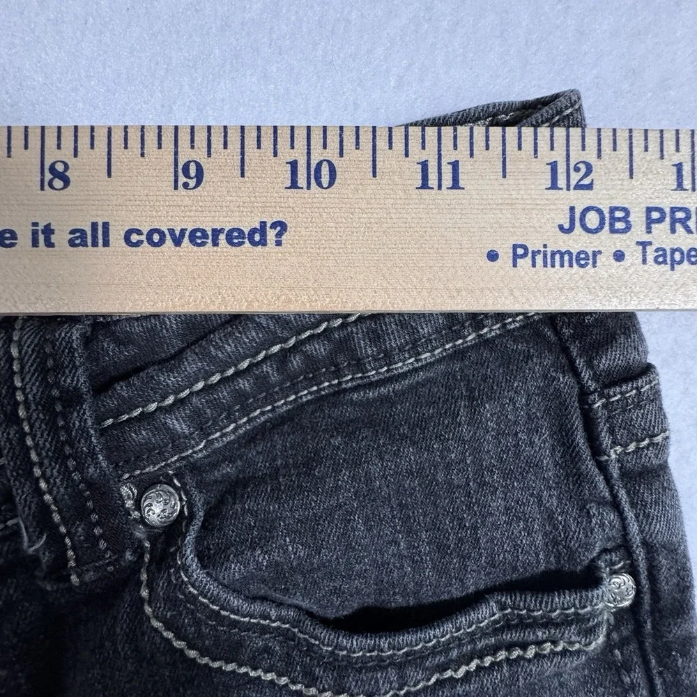 Seven7 Jeans Skinny Straight Leg‎ Girls 14 Black Wash Embroidered Pockets